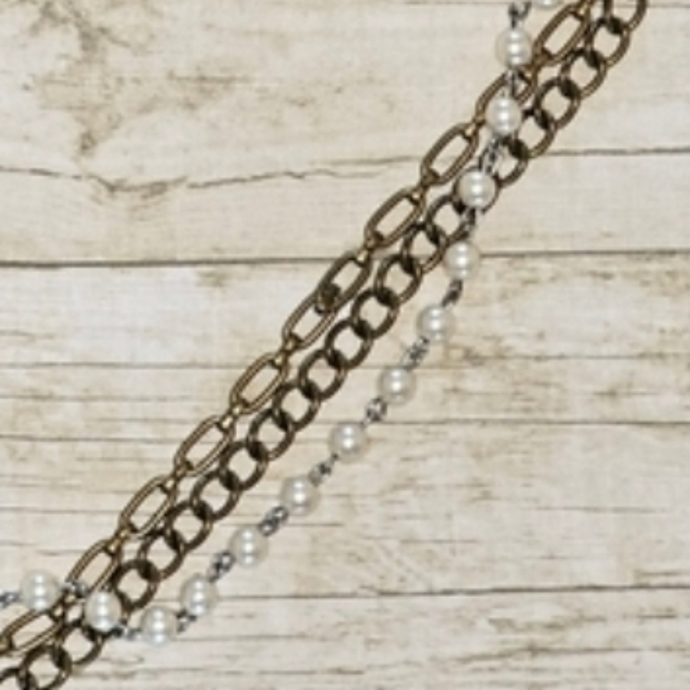 [AEO] Vintage Women's Belt OR Necklace ⭐️ Chain & Pearl Brown Ribbon Loop Tie - Picture 10 of 16